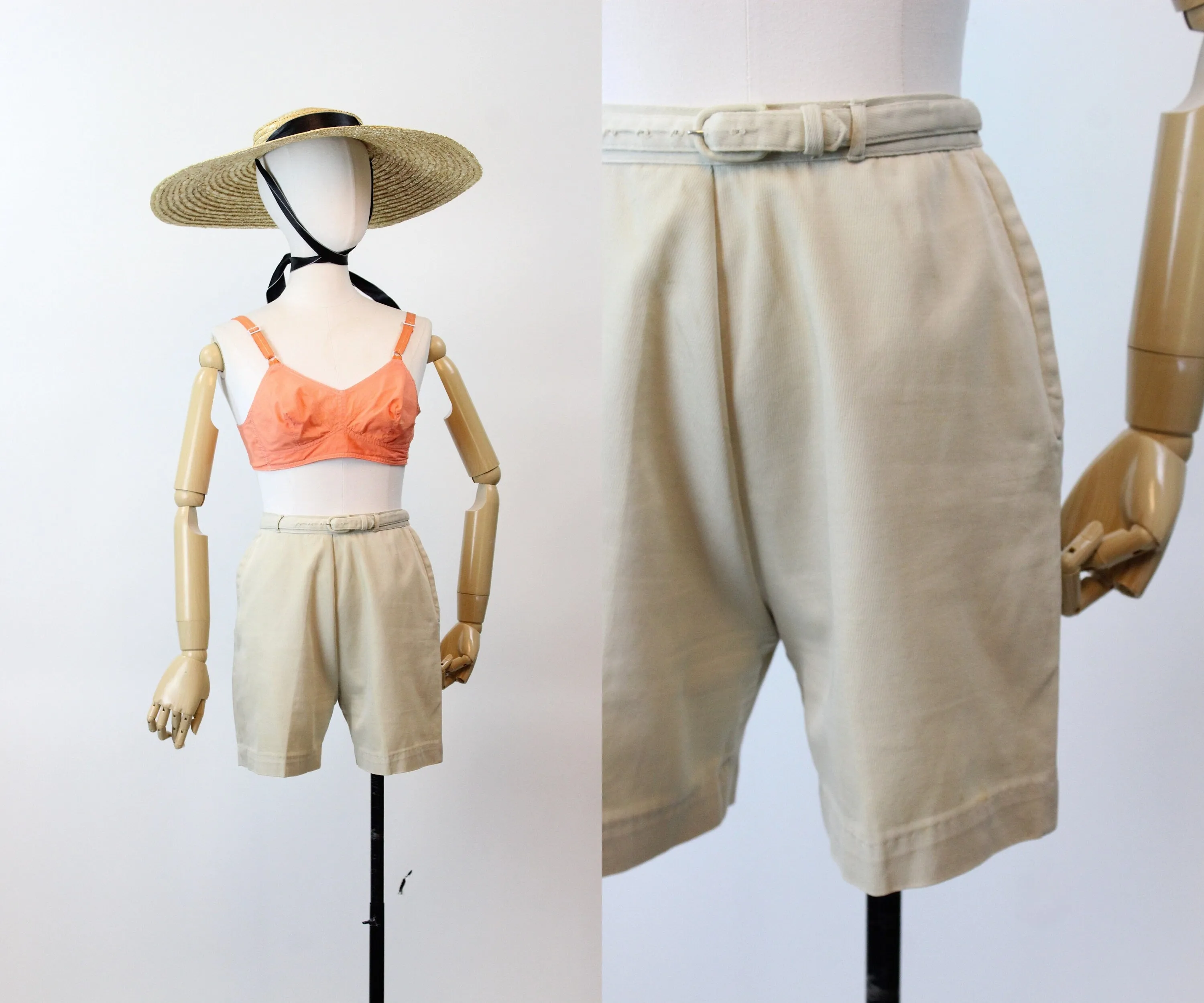 1950s cotton BELTED shorts xs | new spring summer