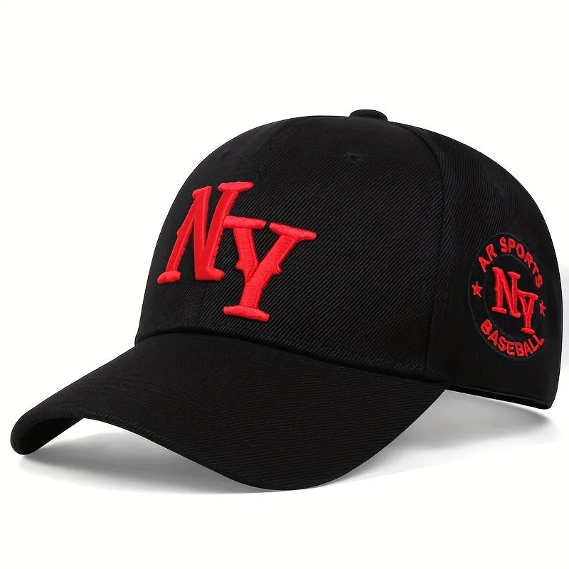 1pc Unisex Stylish NY Pattern Sunshade Adjustable Baseball Cap - Perfect for Spring and Autumn Travel, Seaside Party, Casual Daily Wear - Breathable, Lightweight, and Comfortable