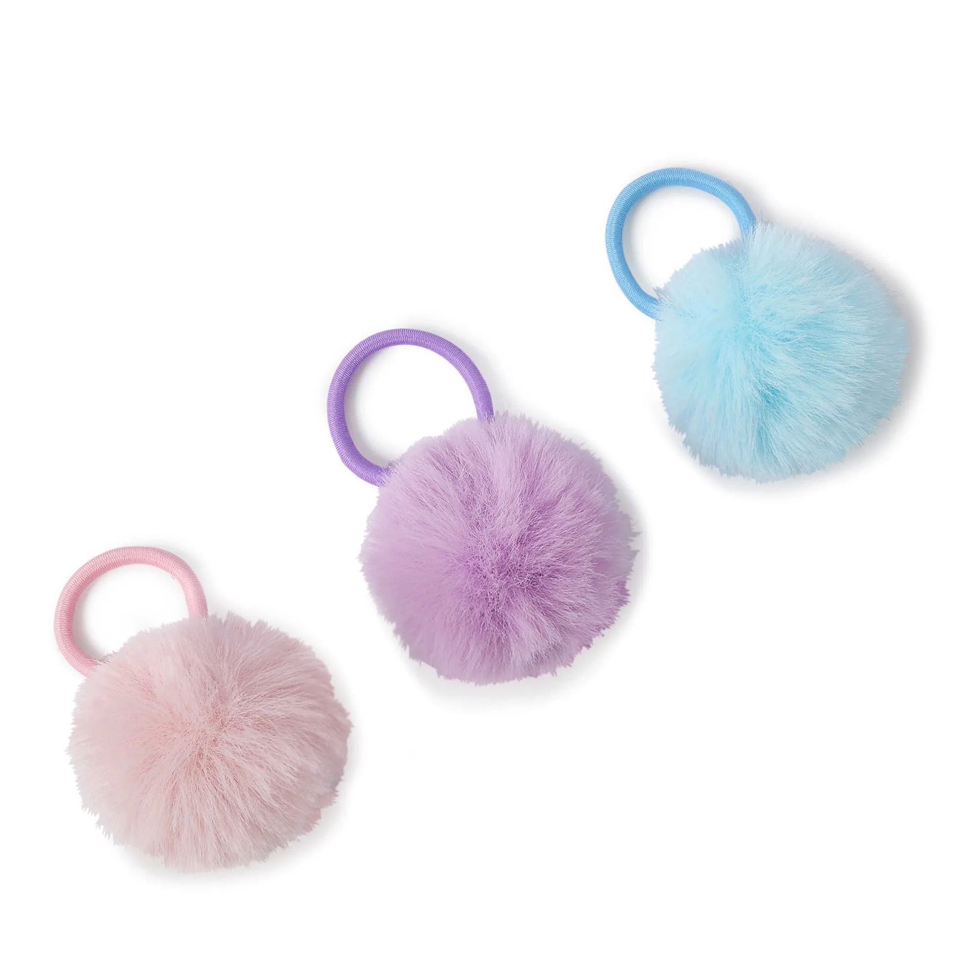 Accessorize London Girl's 3X Fluffy Pom Ponies