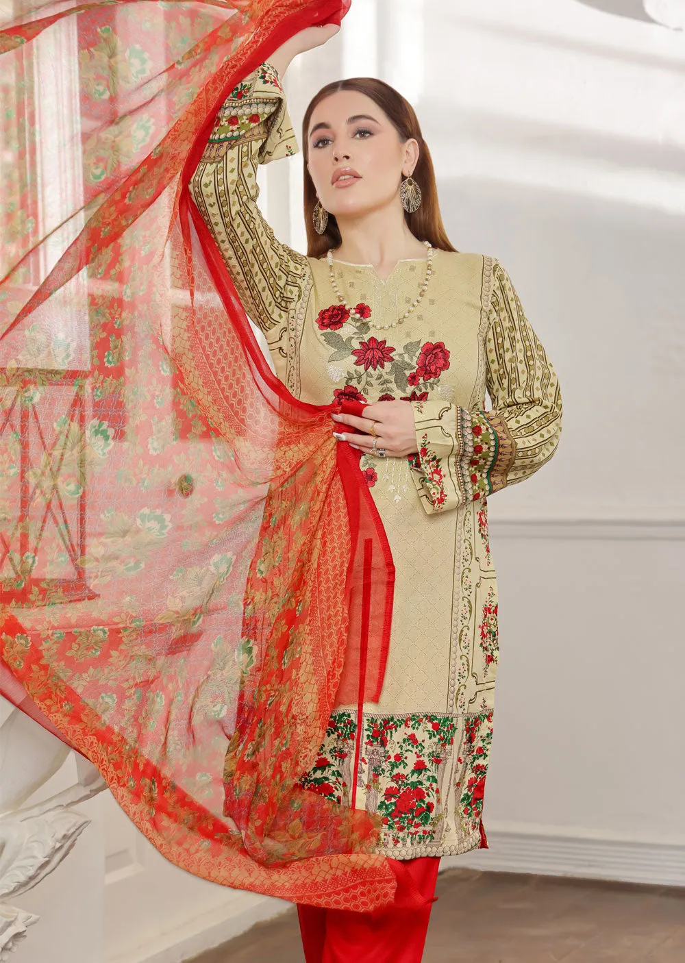 AMT4803 - Gold Readymade Lawn Suit