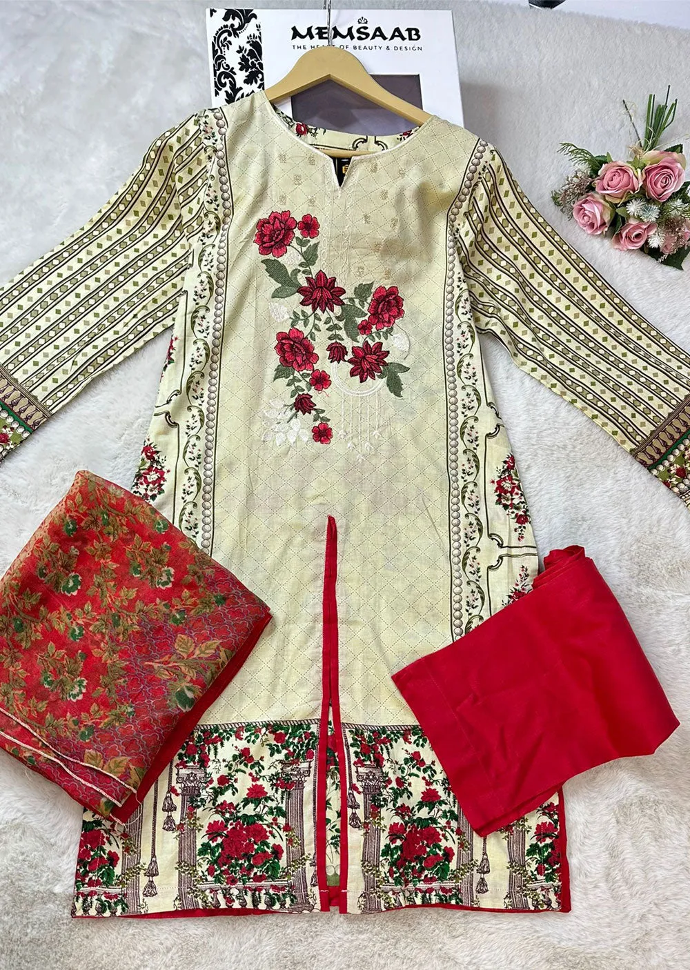 AMT4803 - Gold Readymade Lawn Suit