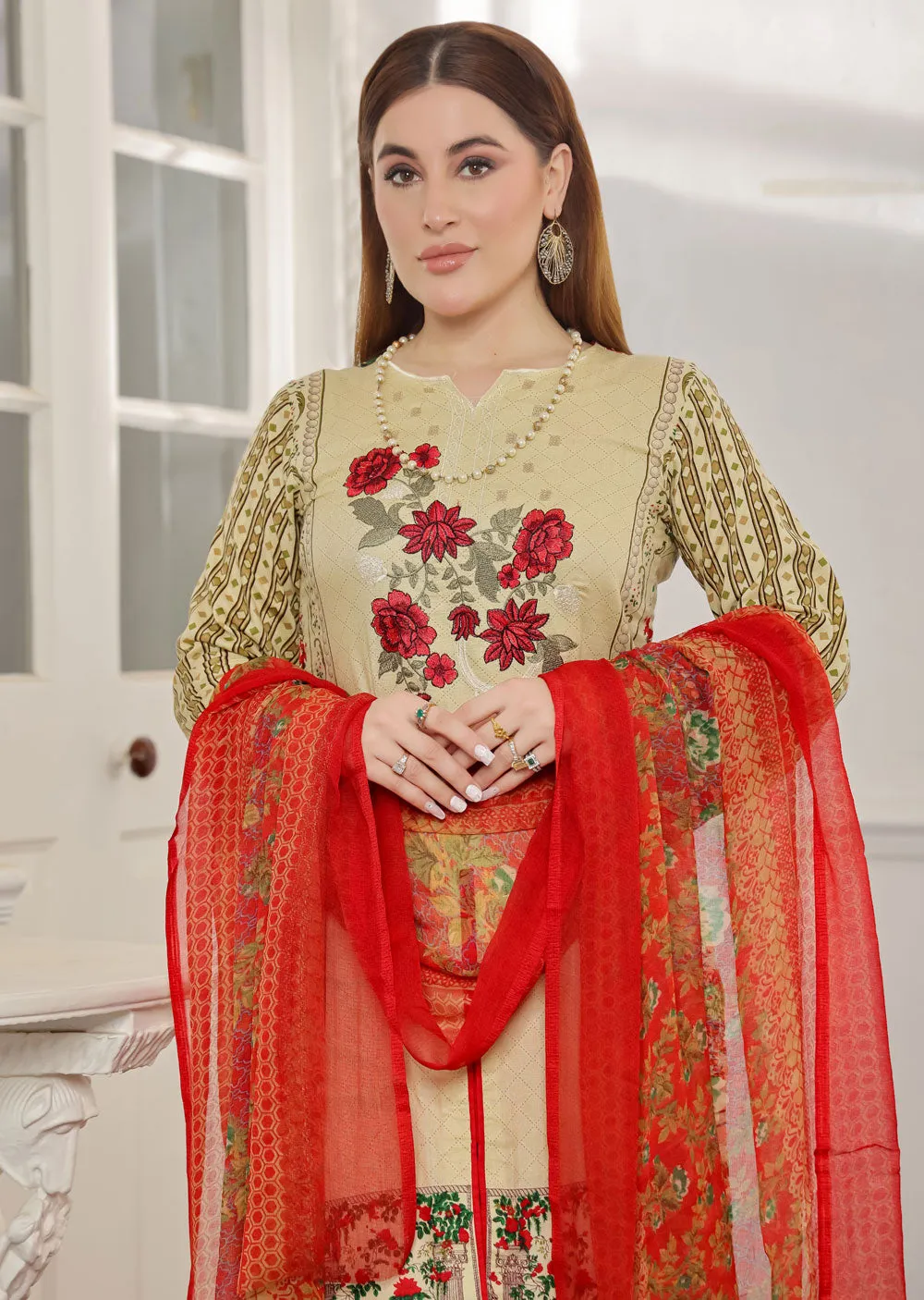 AMT4803 - Gold Readymade Lawn Suit