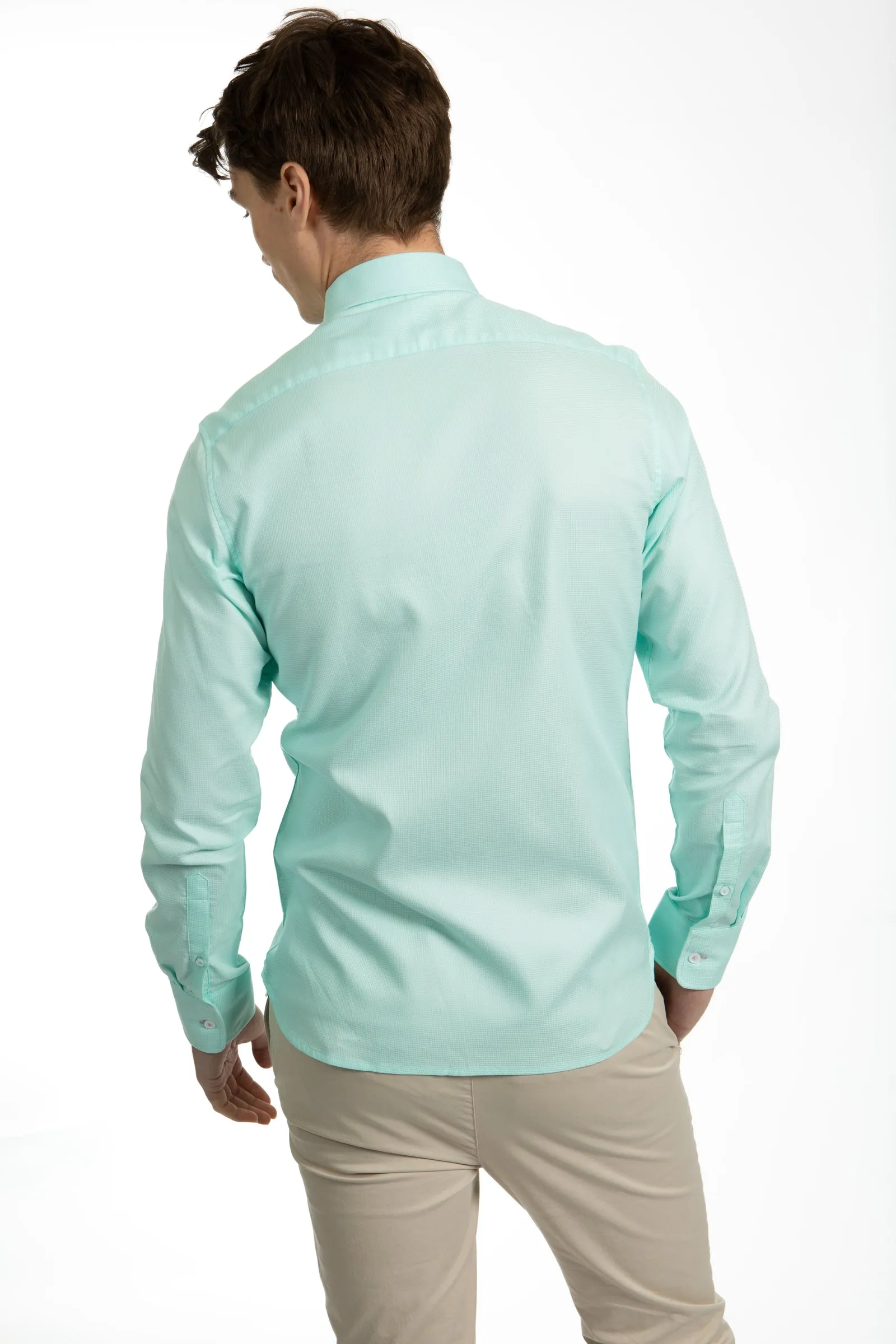 Aqua Long Sleeve Waffle Shirt