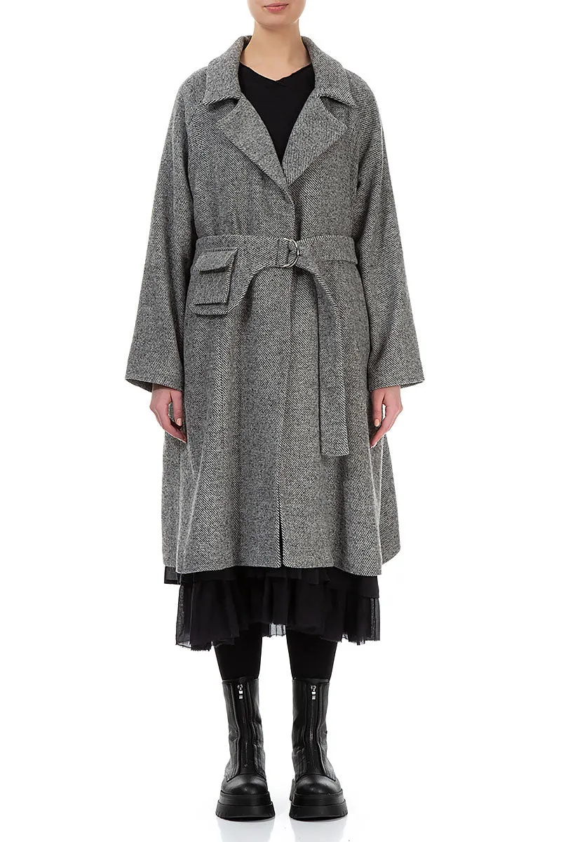 Belted Grey Wool Coat