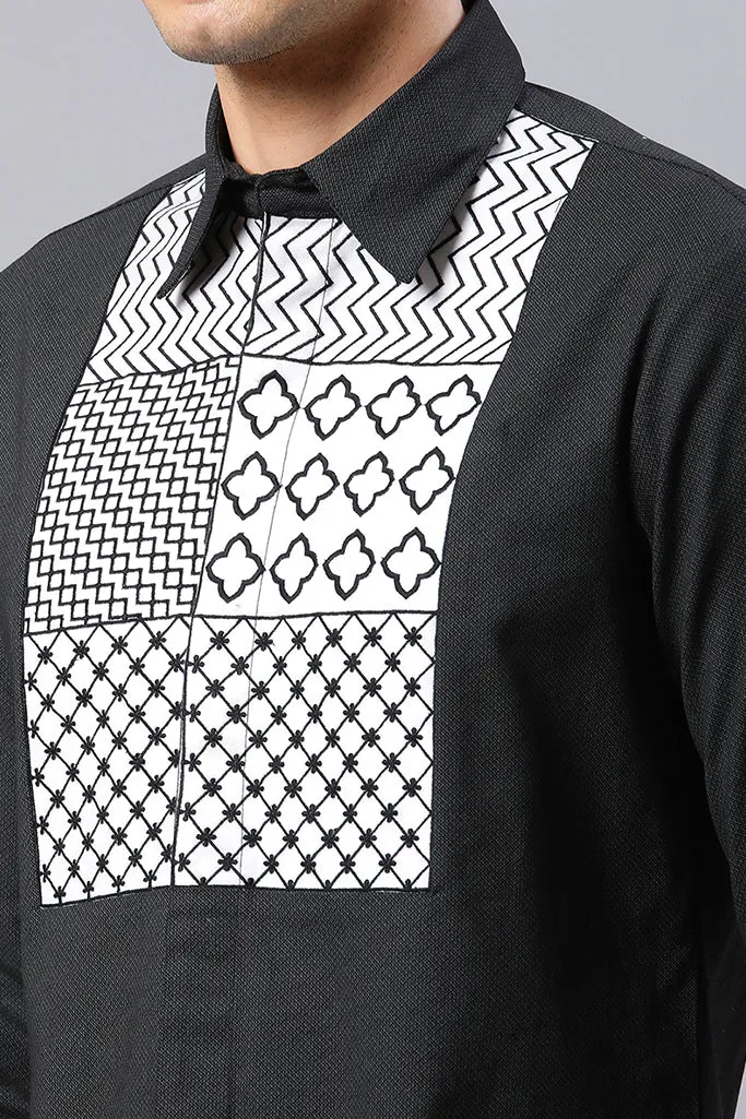 Black Geometrical Embroidered Shirt