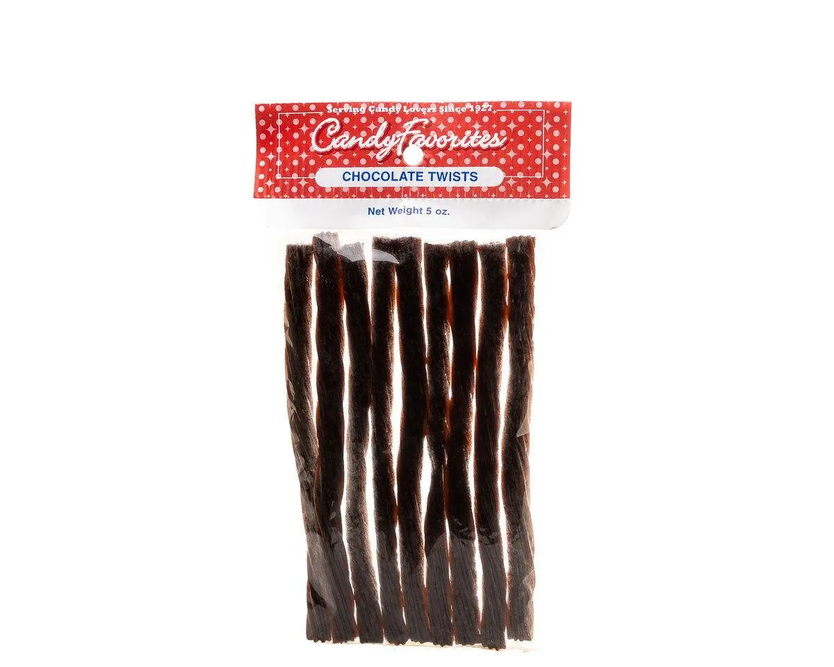 Chocolate Licorice Twists 5 Ounce Peg Bags