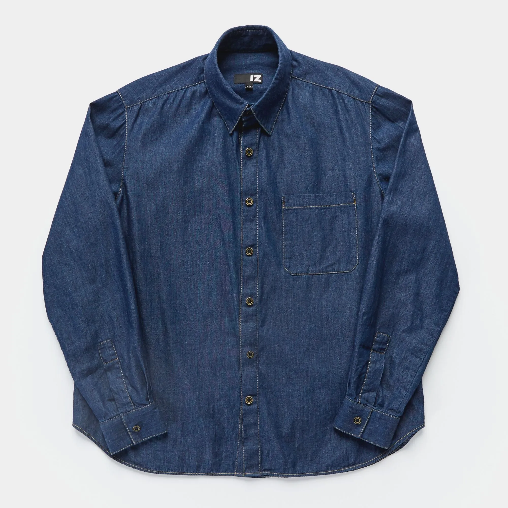 Classic Denim Shirt with Magnetic Closures