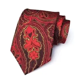 Classy Men Formal Crimson Red Paisley Silk Necktie