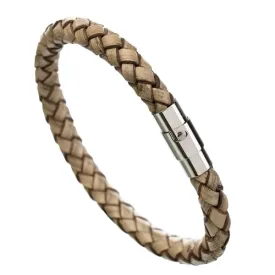 Classy Men Magnetic Leather Bracelet Beige