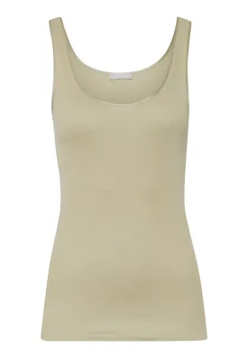 Cotton Seamless Round Neck Cotton Tank Top | Moss Green 71604-2720