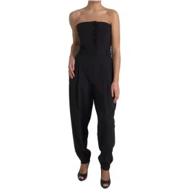 Dolce & Gabbana Black Wool Stretch Strapless Jumpsuit Dress