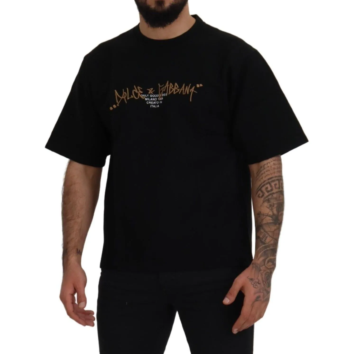 Dolce & Gabbana Elegant Black Cotton Blend Crewneck T-Shirt