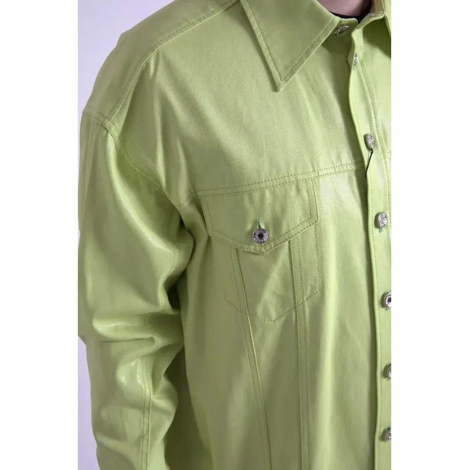 Dolce & Gabbana Green Cotton Collared Casual Button Down Shirt