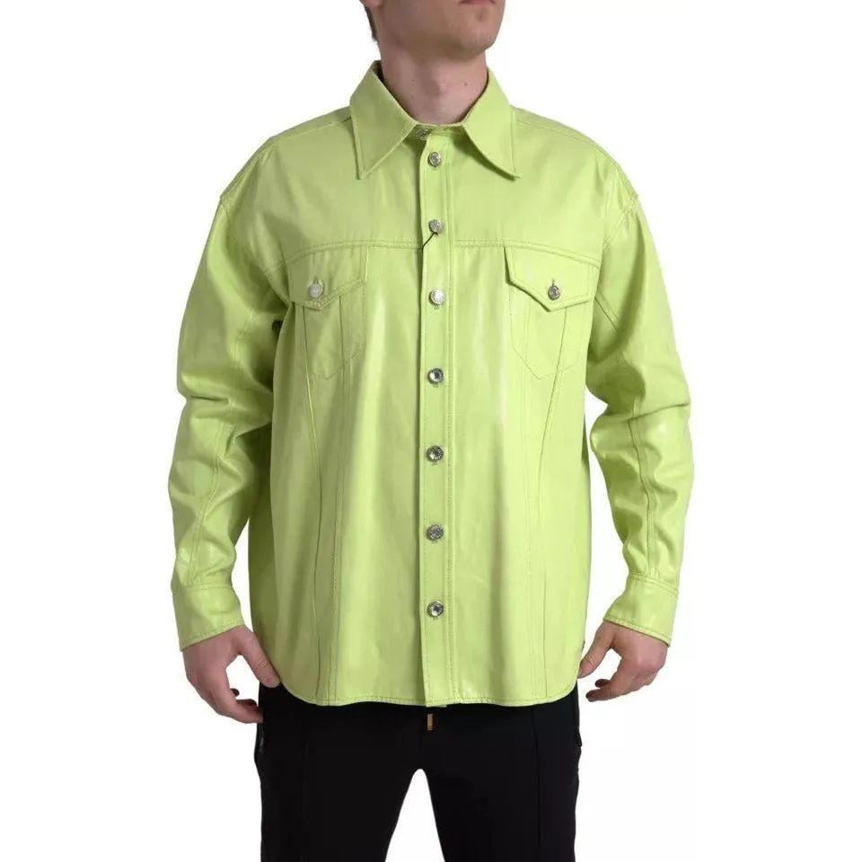 Dolce & Gabbana Green Cotton Collared Casual Button Down Shirt