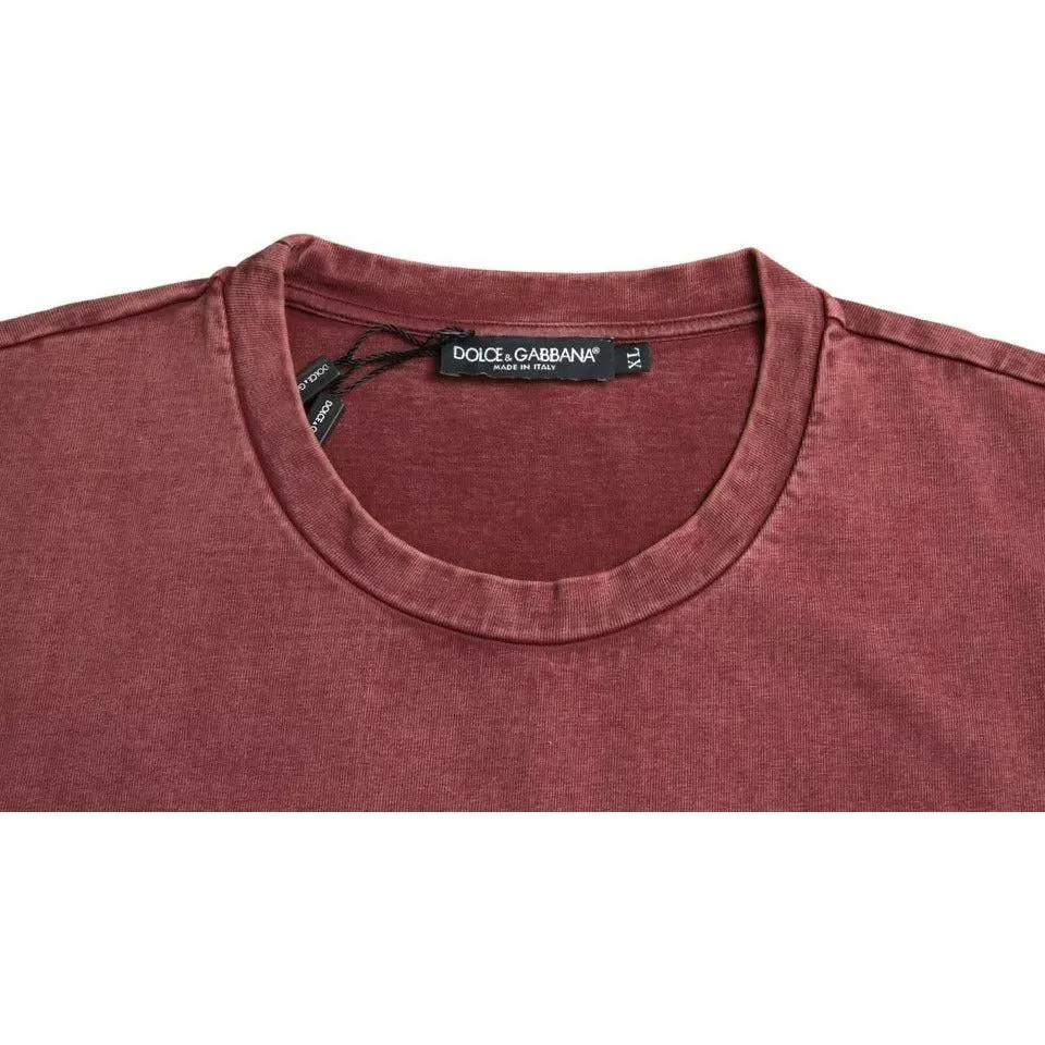 Dolce & Gabbana Maroon Print Round Neck Short Sleeves T-shirt