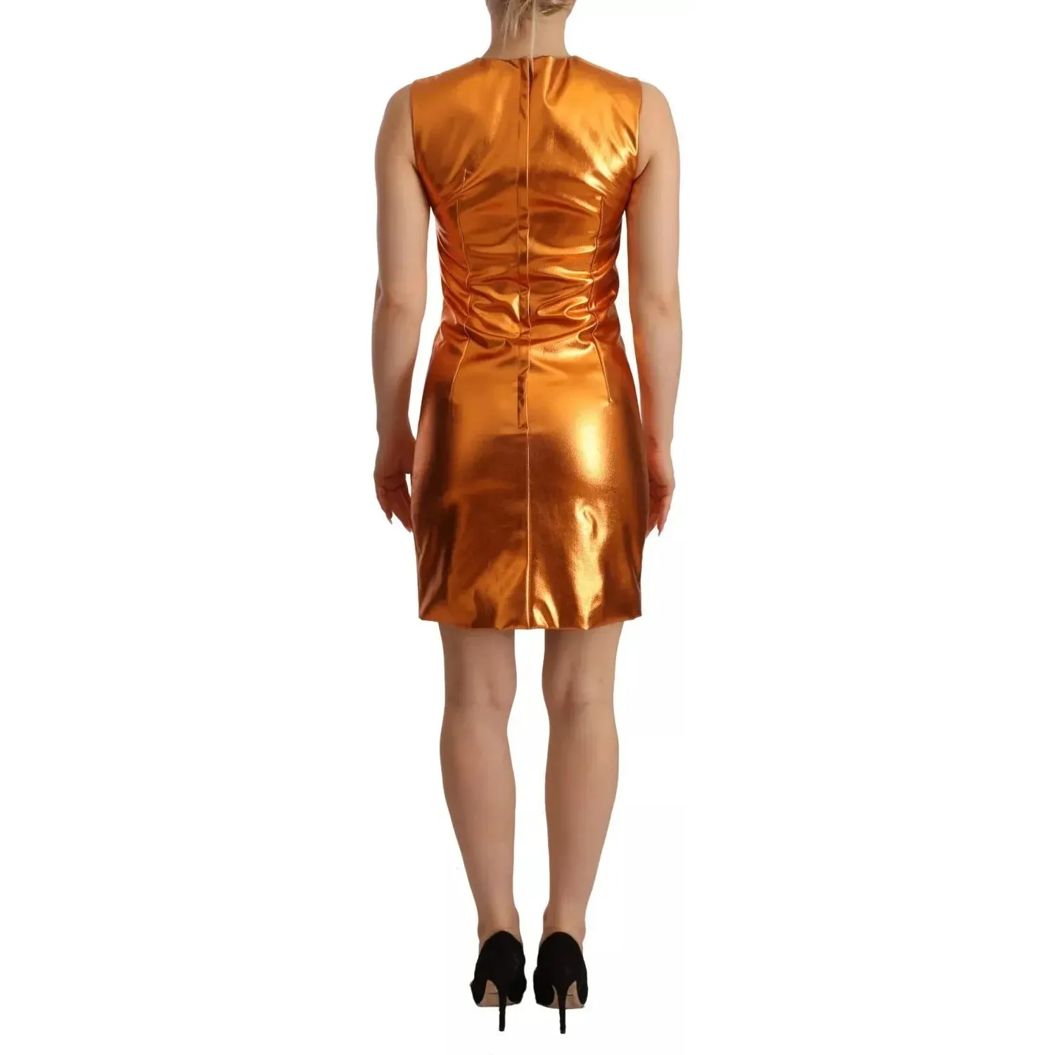 Dolce & Gabbana Metallic Orange Sleeveless Sheath Dress