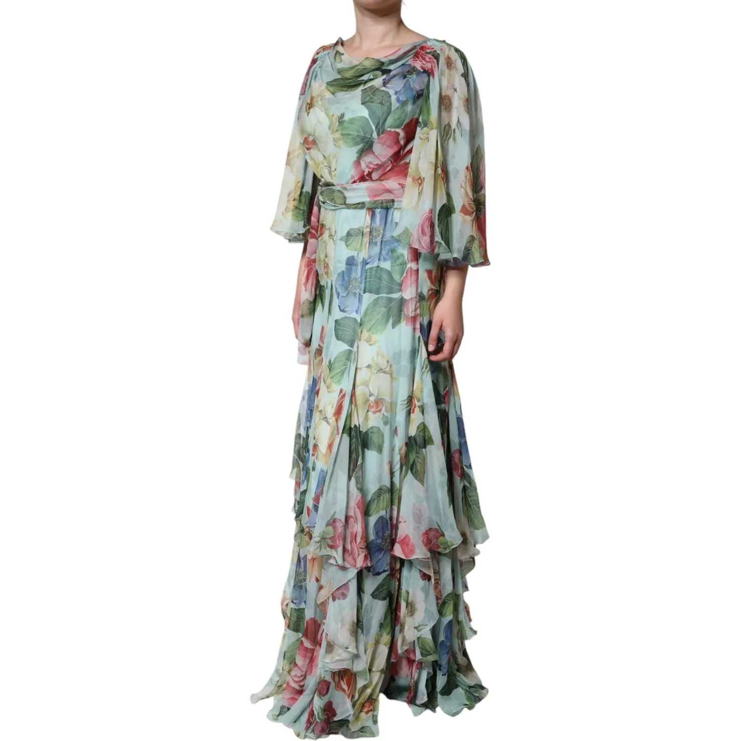 Dolce & Gabbana Multicolor Floral Silk Long Gown Dress