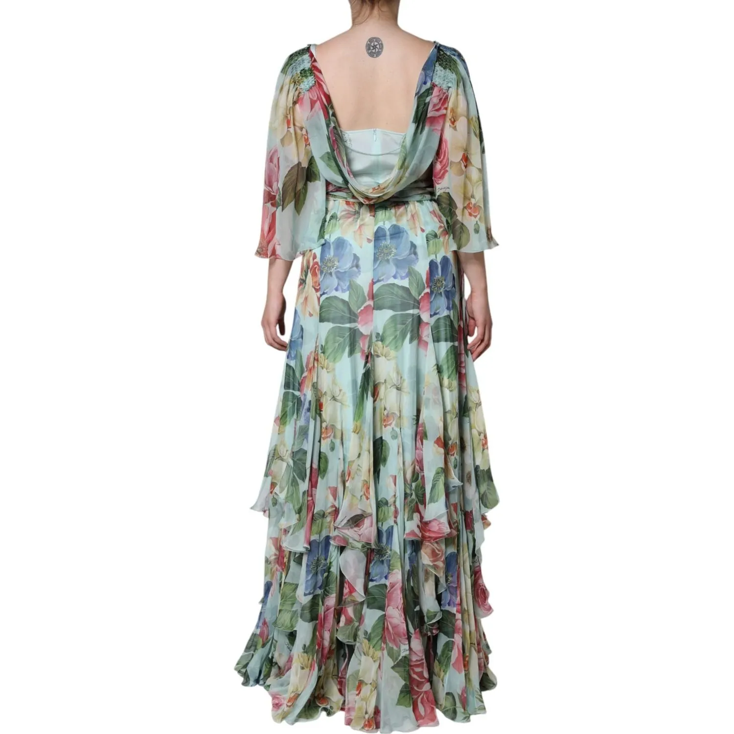 Dolce & Gabbana Multicolor Floral Silk Long Gown Dress