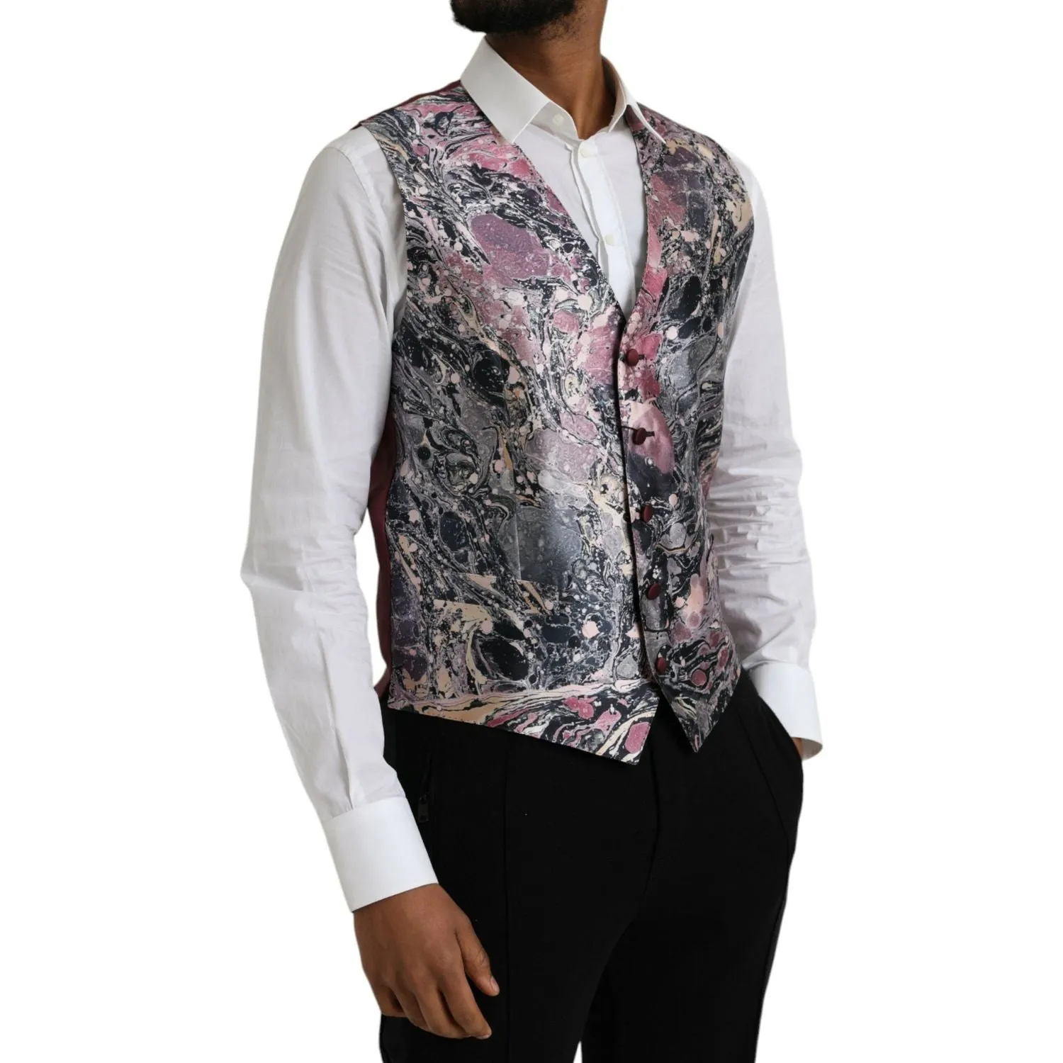 Dolce & Gabbana Multicolor Galaxy Silk Waistcoat Formal Vest