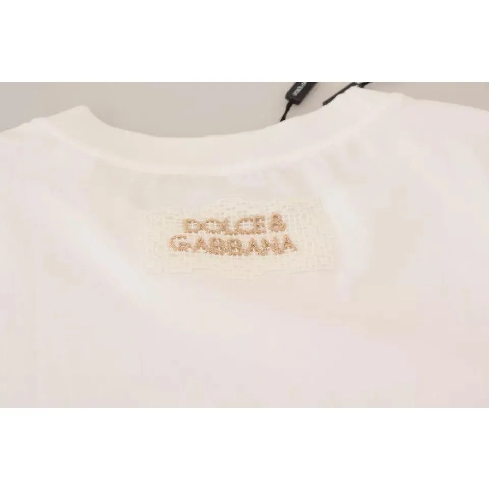 Dolce & Gabbana Optical White Printed Short Sleeves Top