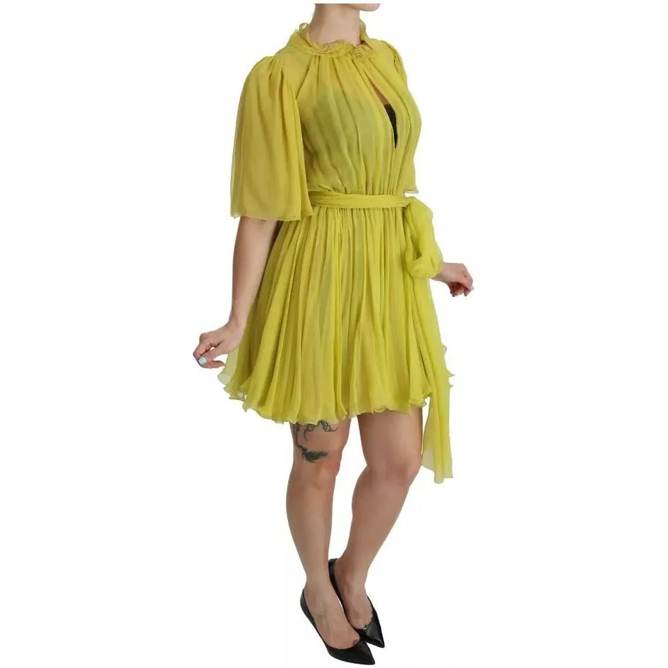 Dolce & Gabbana Yellow Shift A-line Silk Gown Dress