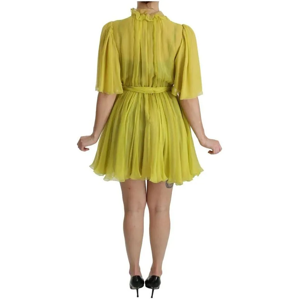 Dolce & Gabbana Yellow Shift A-line Silk Gown Dress