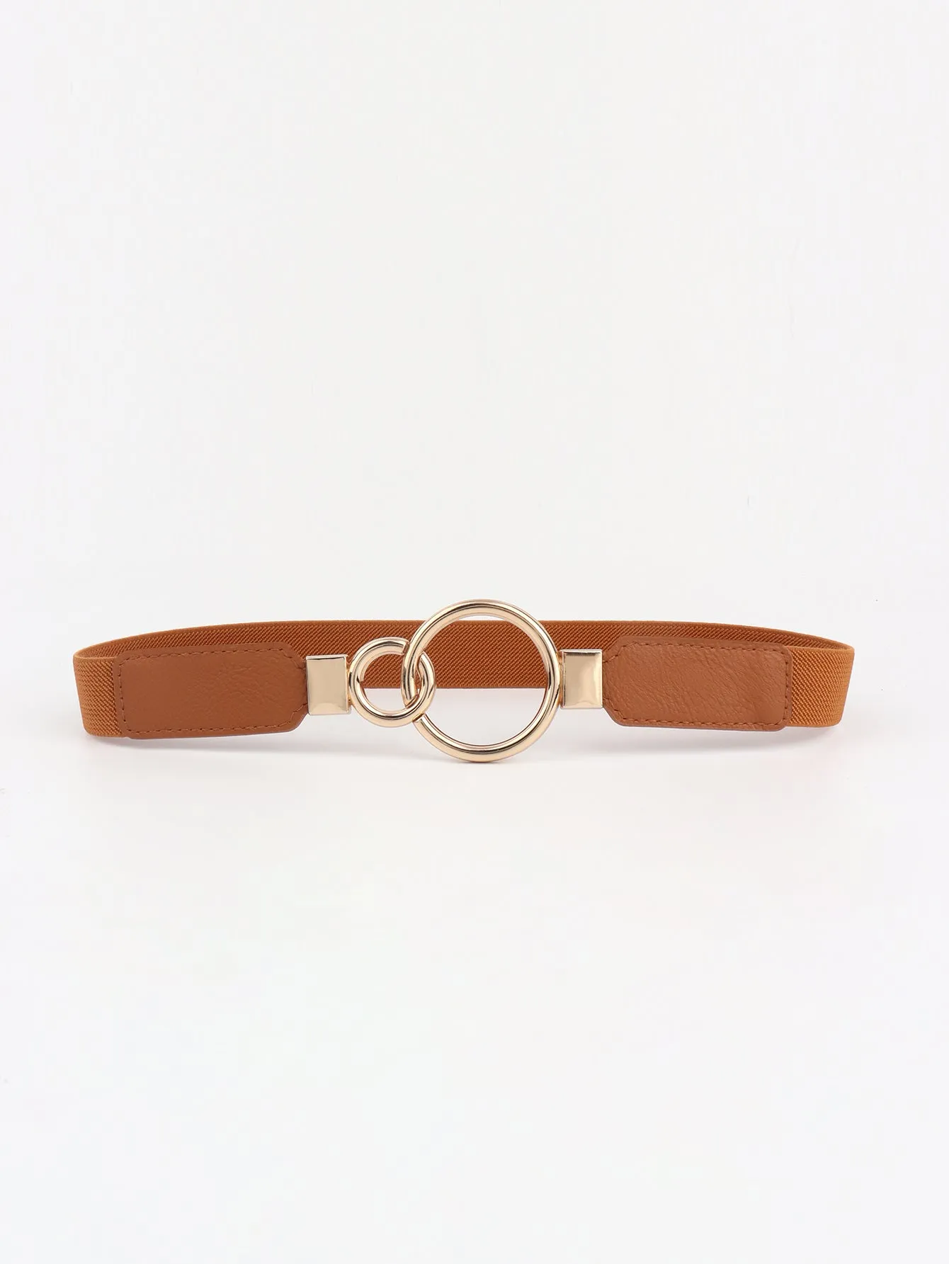 Double Ring Buckle Elastic PU Belt