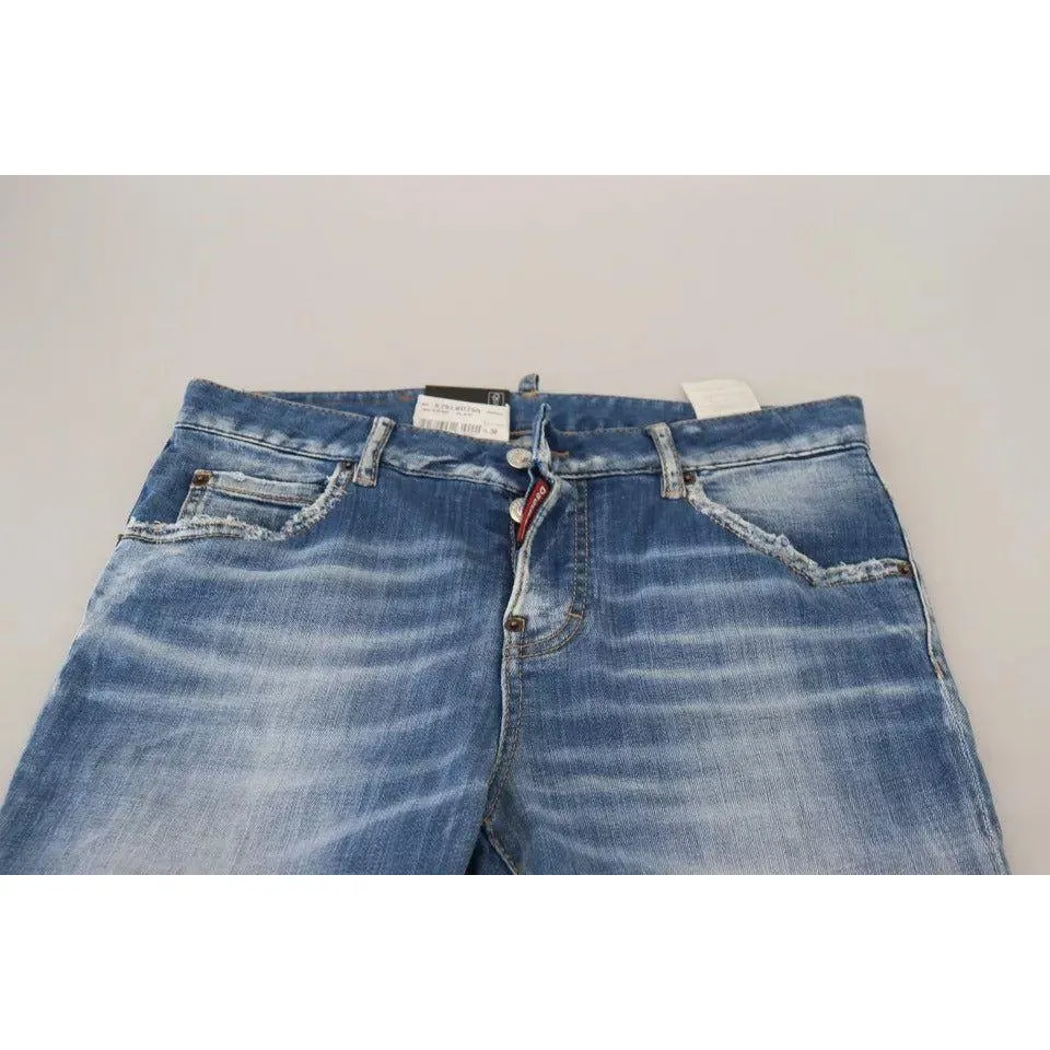 Dsquared² Blue Cotton Low Waist Cropped Cool Girl Denim Jeans