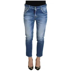 Dsquared² Blue Cotton Low Waist Cropped Cool Girl Denim Jeans