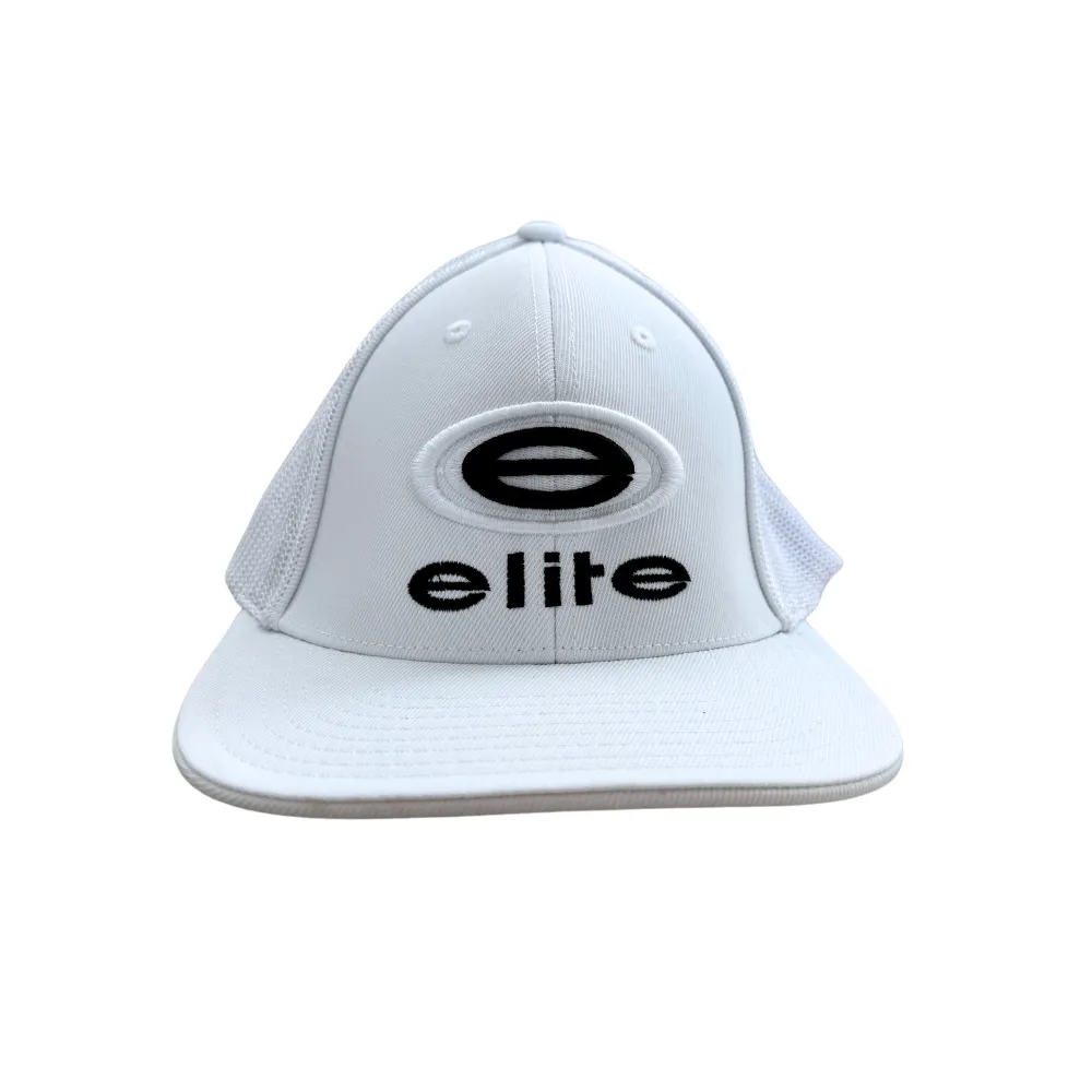 Elite Hat - Solid White White Black Logo