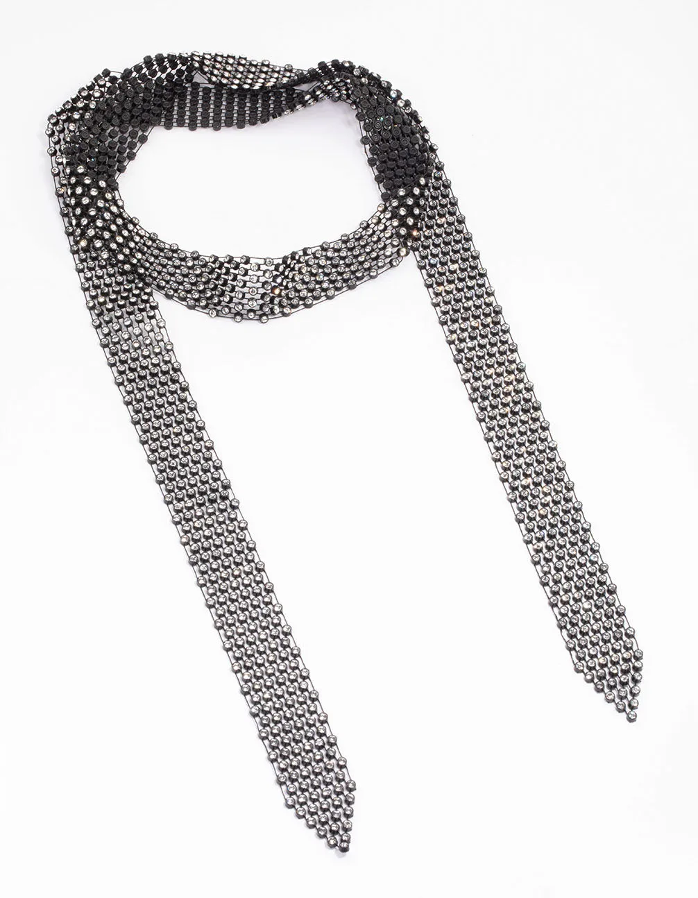 Fabric Skinny Diamante Tie Scarf