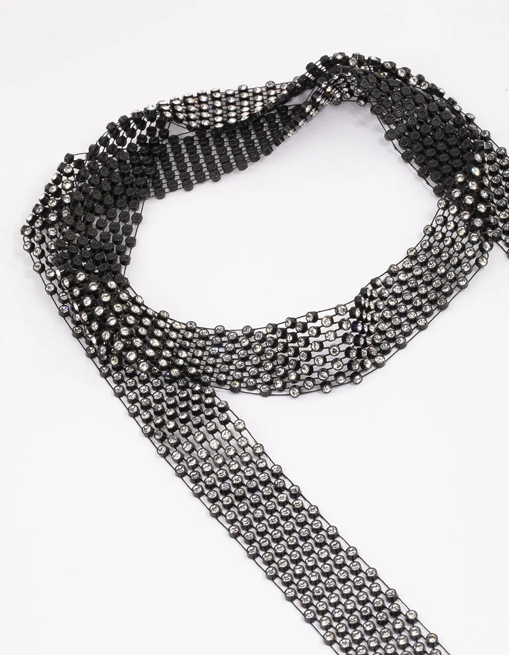 Fabric Skinny Diamante Tie Scarf