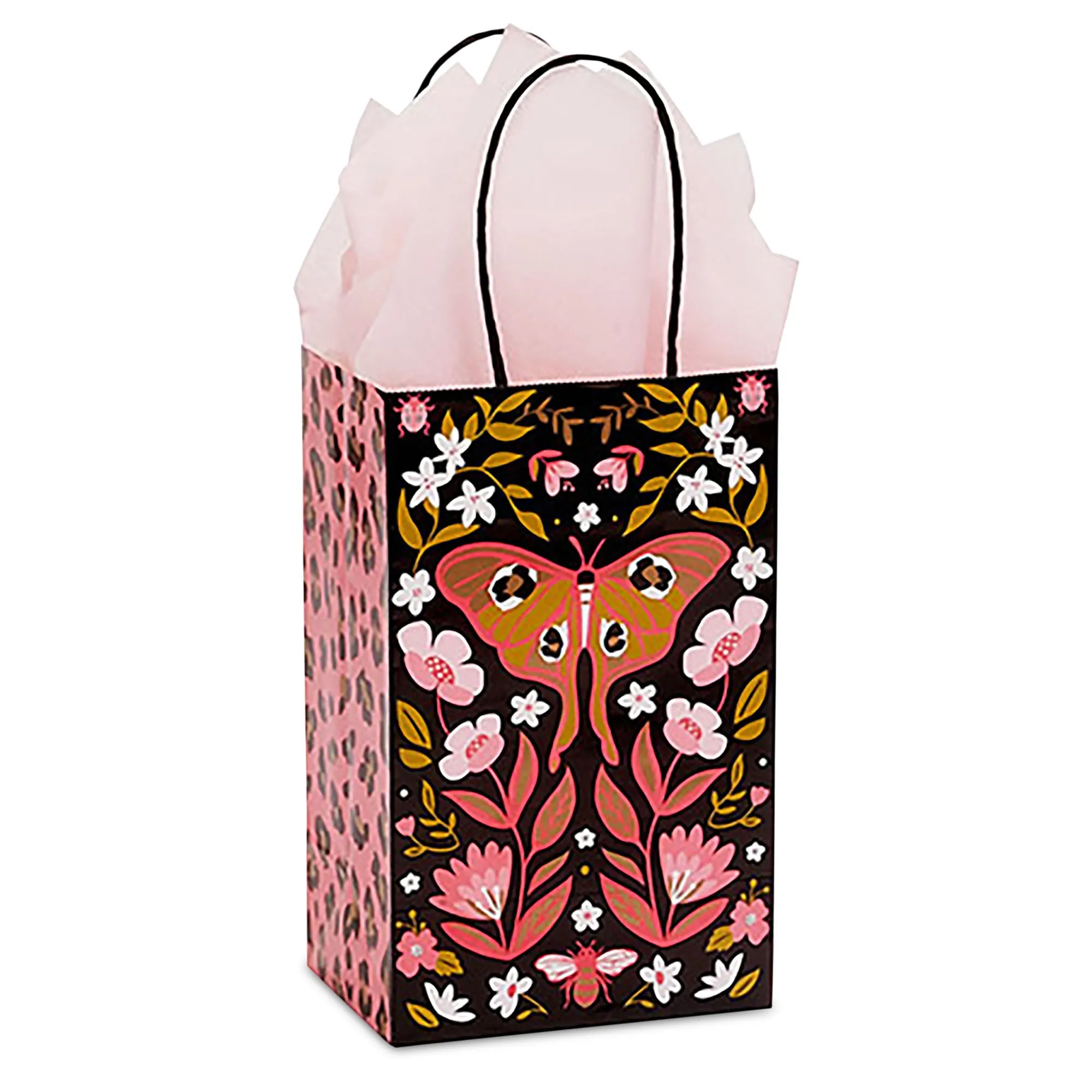 Floral Butterfly With Leopard Print Gift Bags and Favor Bags, Small 5.25x3.5x8.25(12 Pack)