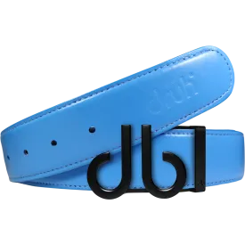 Full Grain Leather Belt in Sky Blue with Matte black ‘db’ Icon Buckle