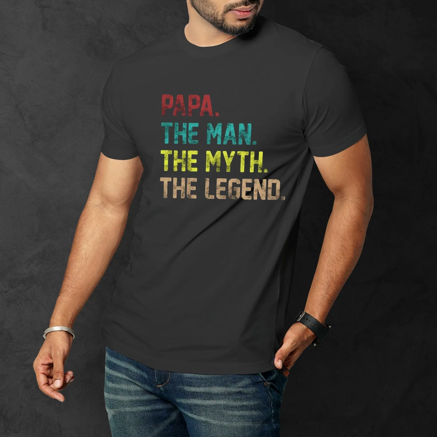 Funny Graphic Dad T-shirts Papa The Man The Myth The Legend Vintage T-shirt