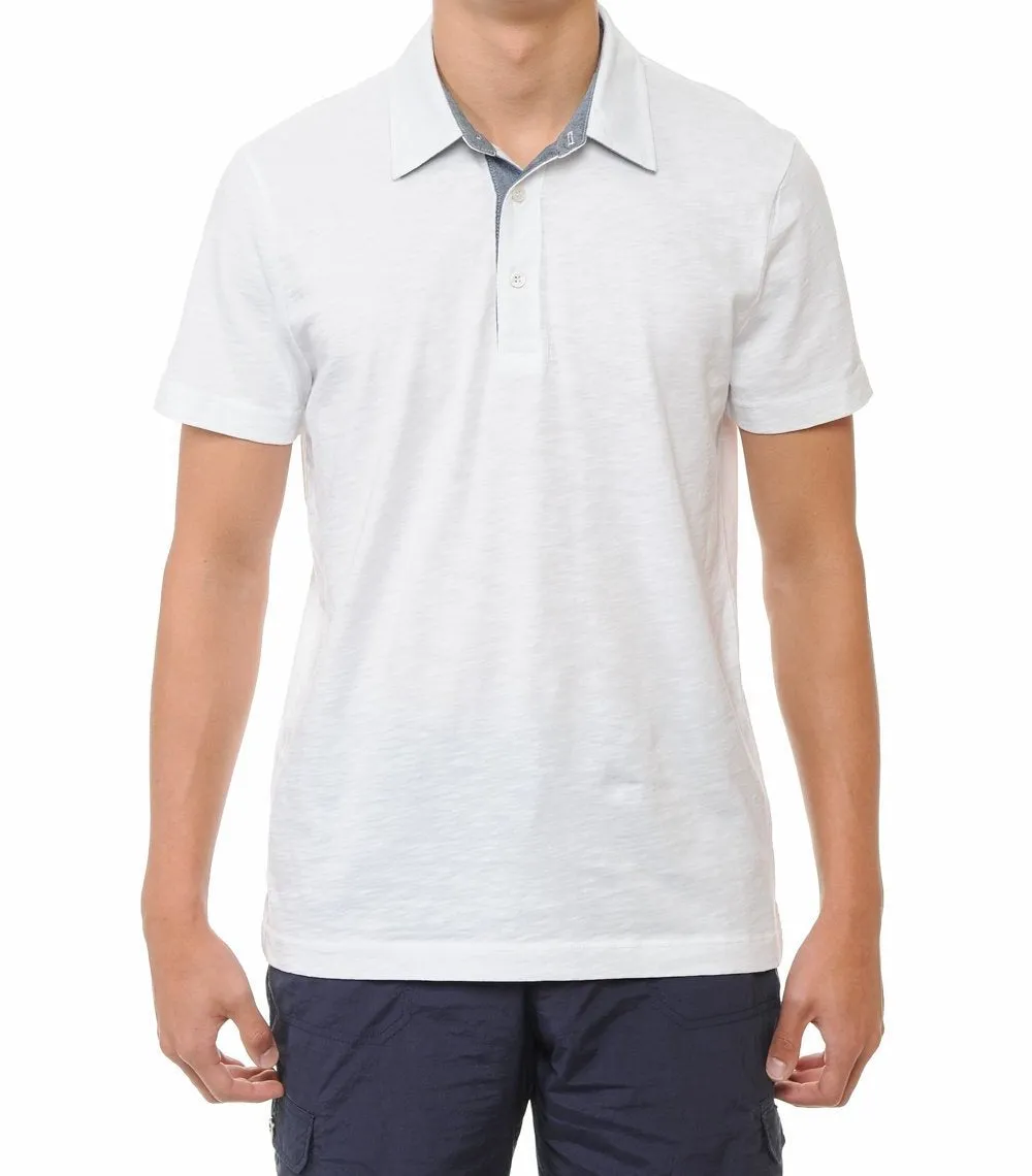 Garment-Dyed Slub Cotton Polo T-Shirt