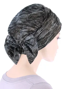 H150-MIDNIGHT#Winter Cloche Bow Hat Midnight Shimmer