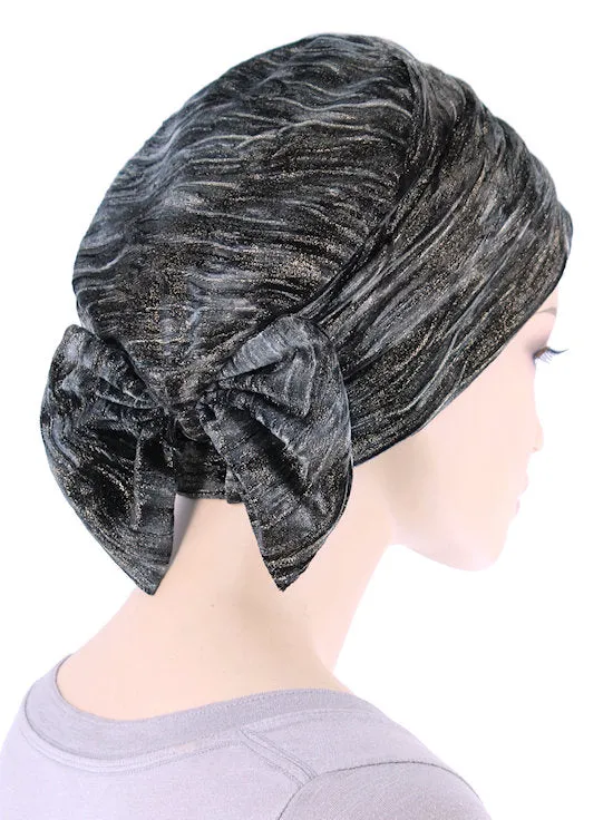 H150-MIDNIGHT#Winter Cloche Bow Hat Midnight Shimmer