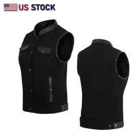 HL21580Black Womens Black Denim Motorcycle Club Vest