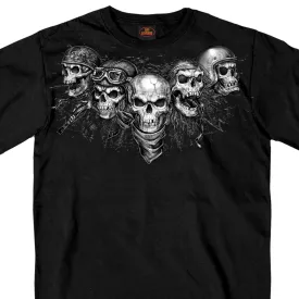 Hot Leathers GMS1423 Men’s ‘Five Skull‘ Short Sleeve Black T-Shirt