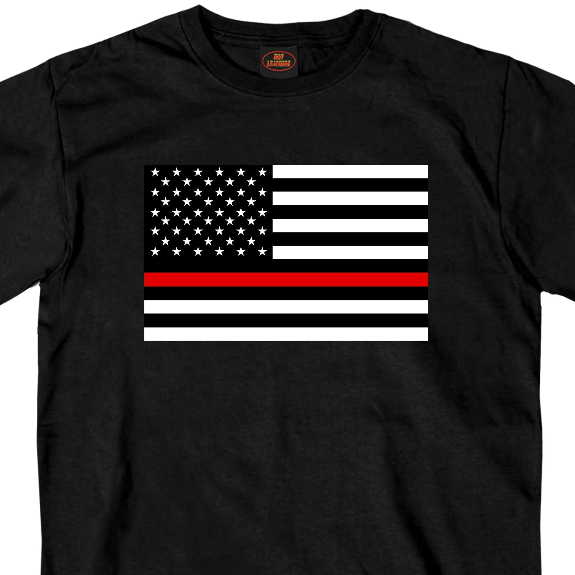 Hot Leathers GMS1446 Mens Thin Red Line USA Flag Black T-Shirt