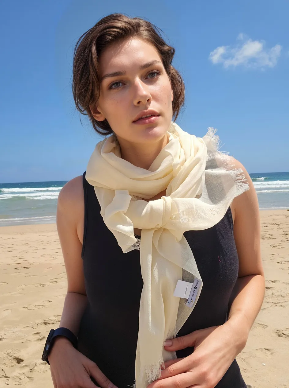 Kara 100% Cotton Scarf - Cream