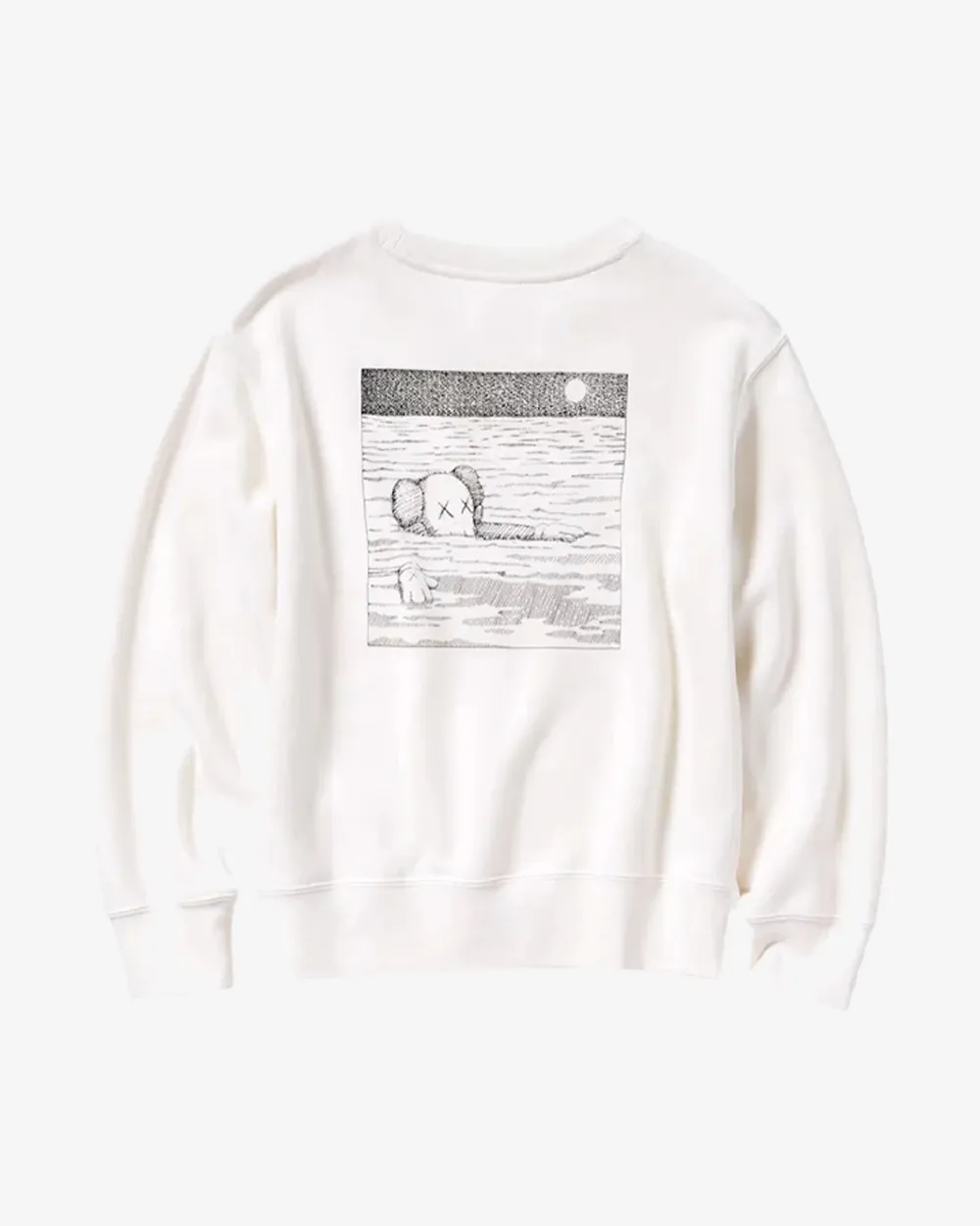 KAWS X UNIQLO FW23 OCEAN ARTBOOK COVER WHITE KIDS CREWNECK