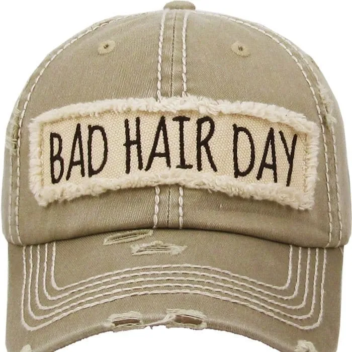 KBV1073 'BAD HAIR DAY' Distressed Cotton Cap