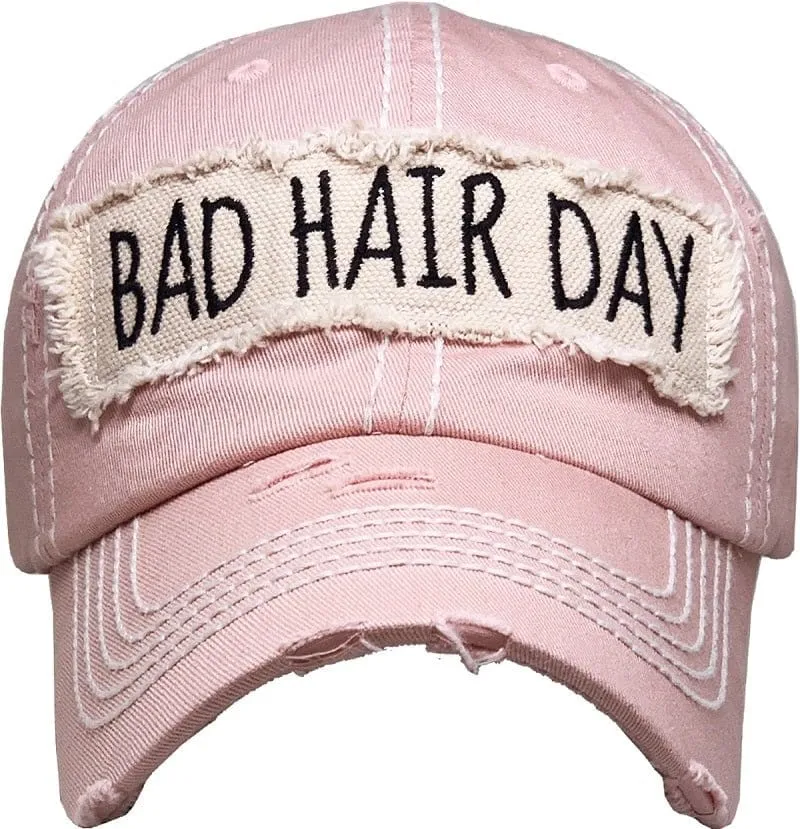 KBV1073 'BAD HAIR DAY' Distressed Cotton Cap