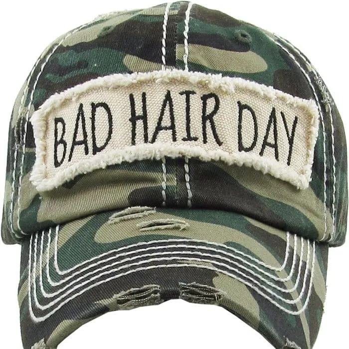 KBV1073 'BAD HAIR DAY' Distressed Cotton Cap