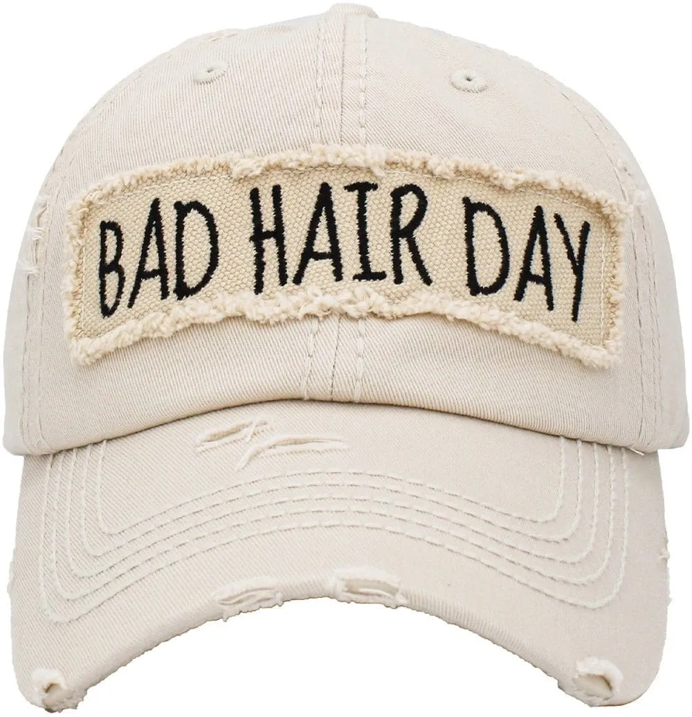 KBV1073 'BAD HAIR DAY' Distressed Cotton Cap