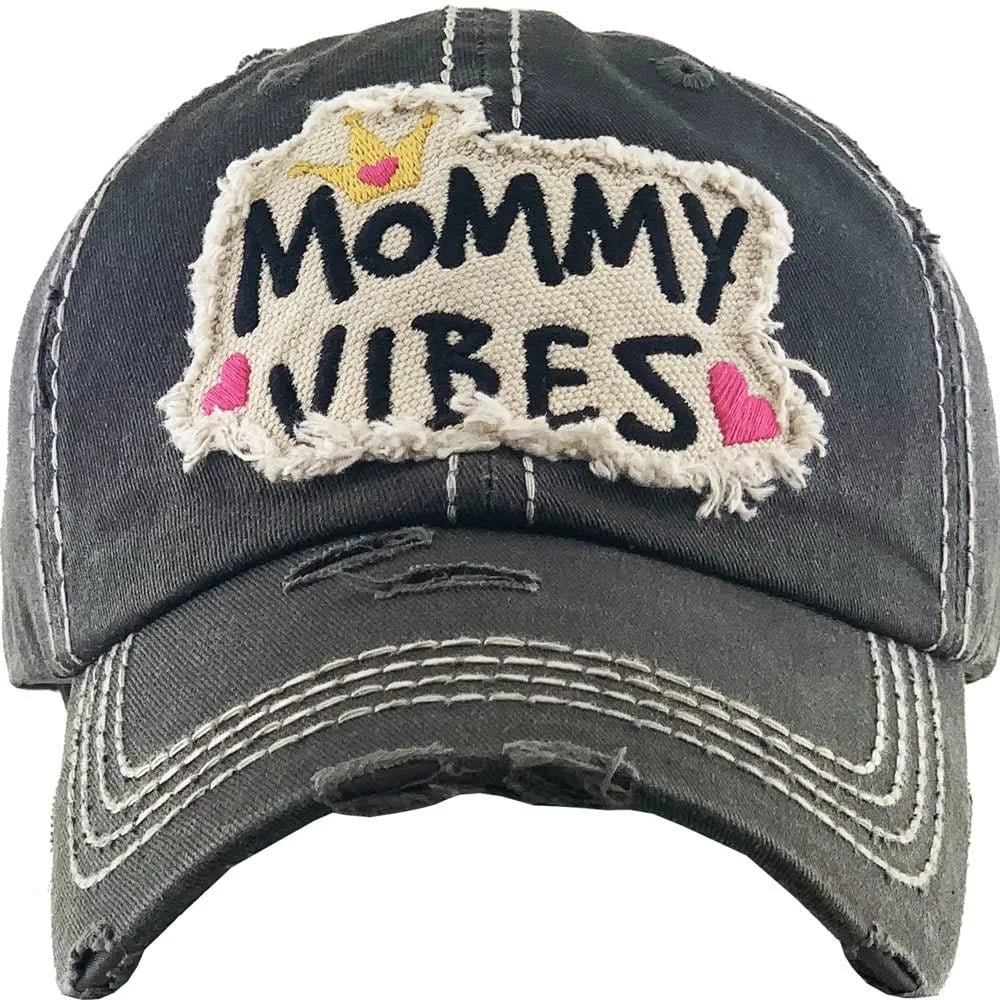 KBV1334 "Mommy Vibes" Vintage Washed Ball Cap