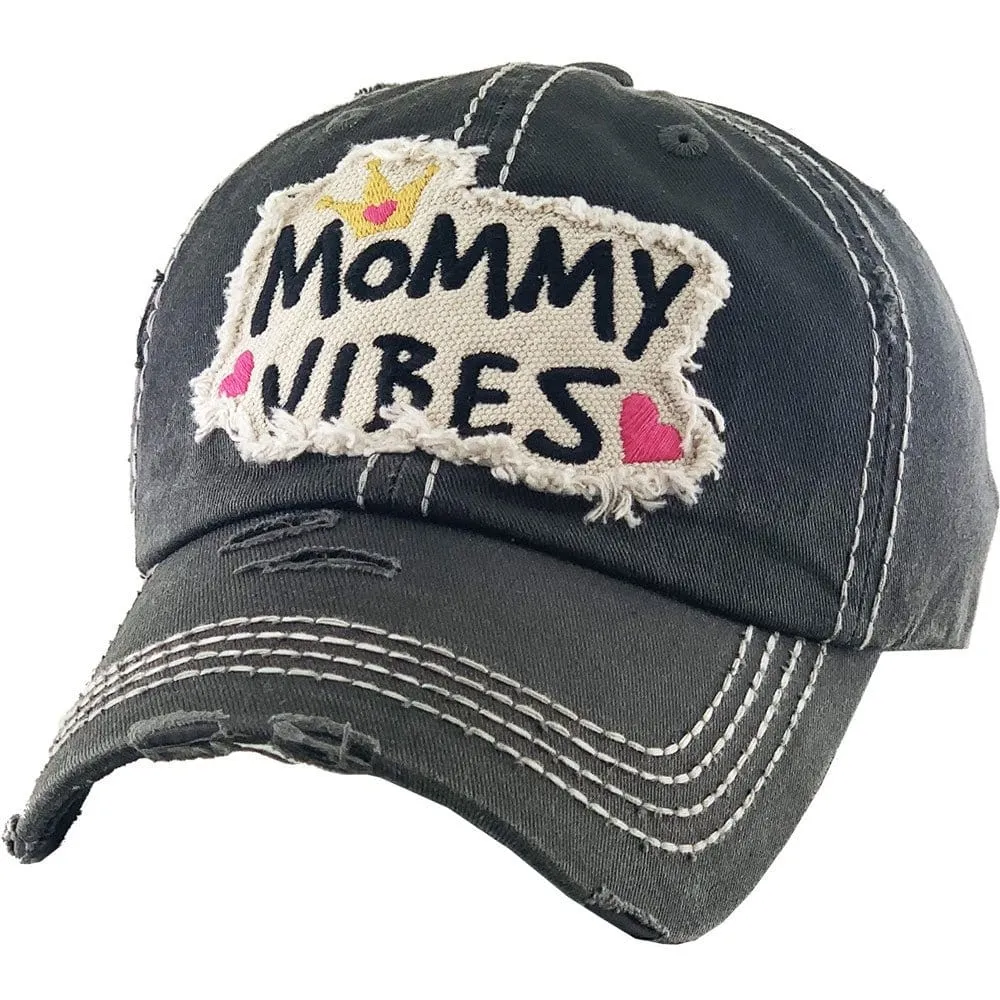 KBV1334 "Mommy Vibes" Vintage Washed Ball Cap