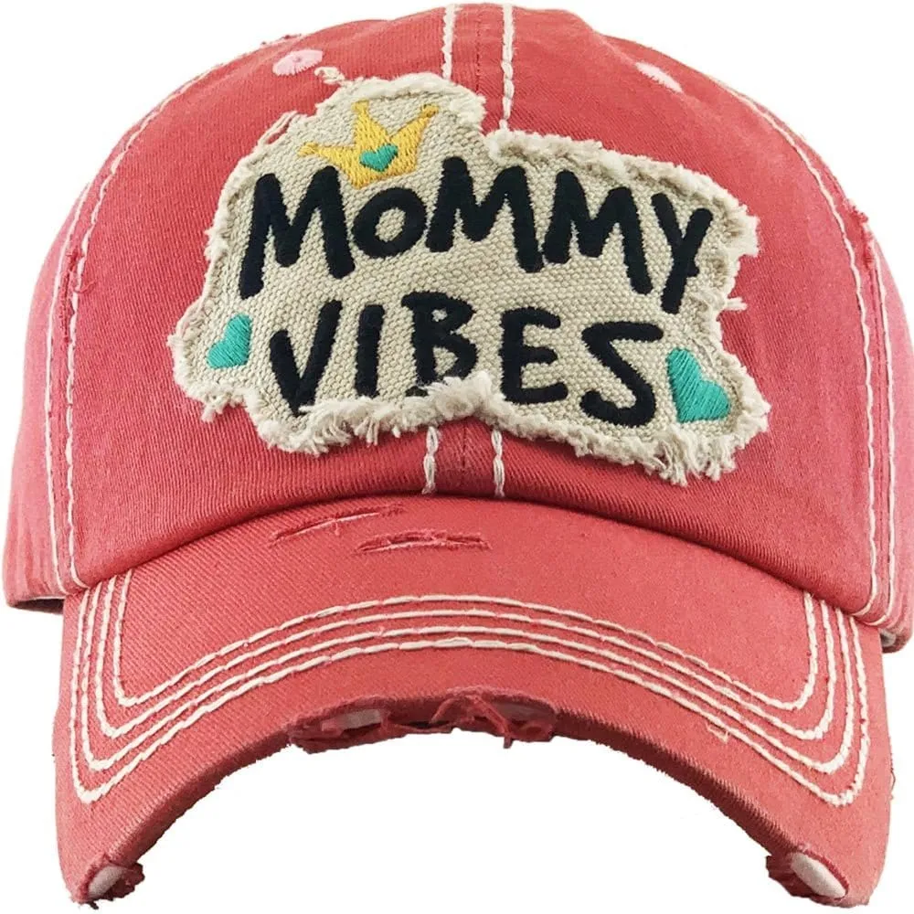 KBV1334 "Mommy Vibes" Vintage Washed Ball Cap